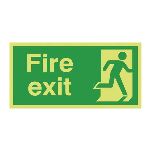 Picture of Photoluminescent Fire Exit Right Man Sign